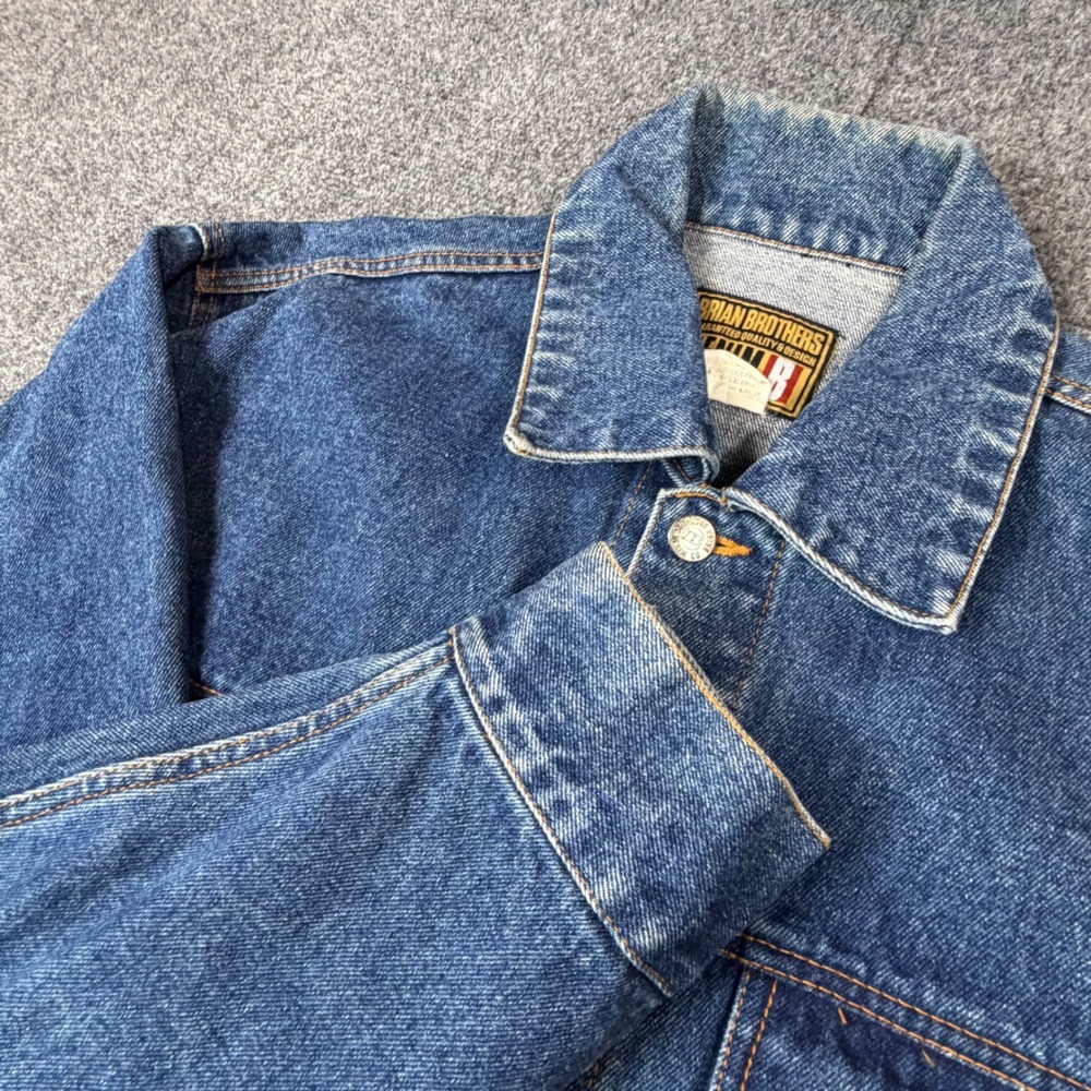 VTG Brian Brothers Denim Mens Size M Medium Blue Trucker Jacket 100% Cotton